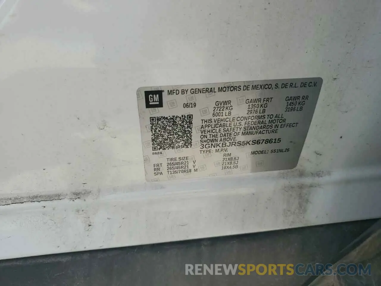 13 Photograph of a damaged car 3GNKBJRS5KS678615 CHEVROLET BLAZER 2019