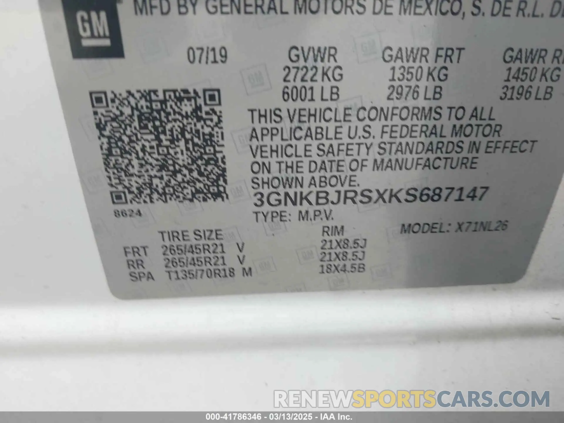 9 Photograph of a damaged car 3GNKBJRSXKS687147 CHEVROLET BLAZER 2019
