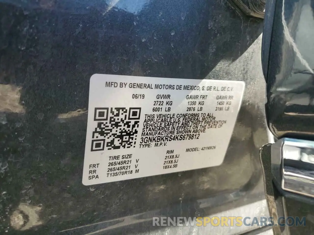 13 Photograph of a damaged car 3GNKBKRS4KS679812 CHEVROLET BLAZER 2019