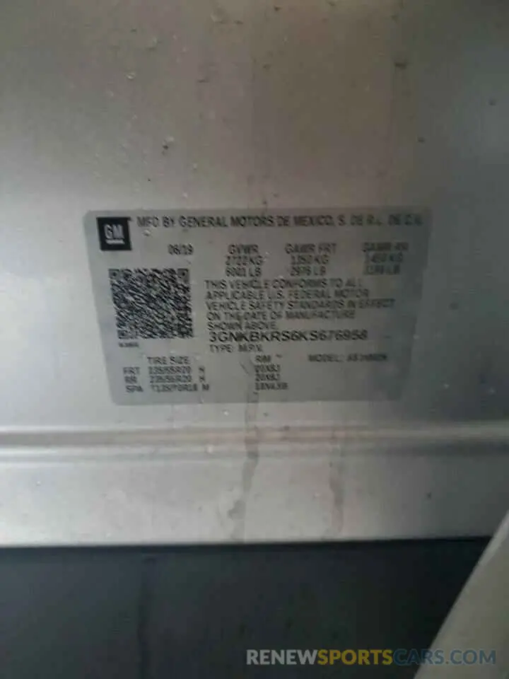 15 Photograph of a damaged car 3GNKBKRS6KS676958 CHEVROLET BLAZER 2019
