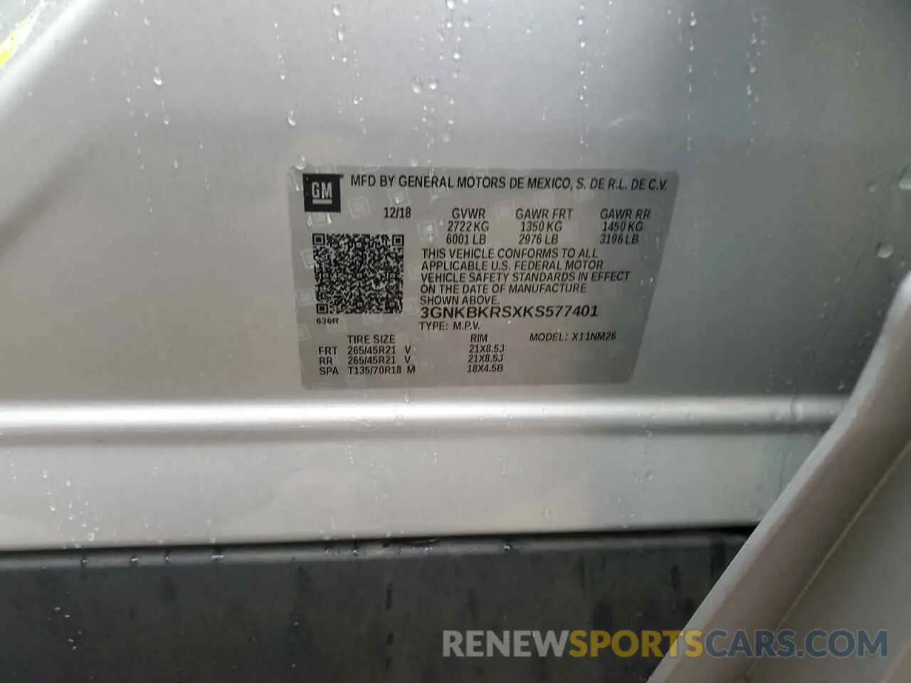 15 Photograph of a damaged car 3GNKBKRSXKS577401 CHEVROLET BLAZER 2019