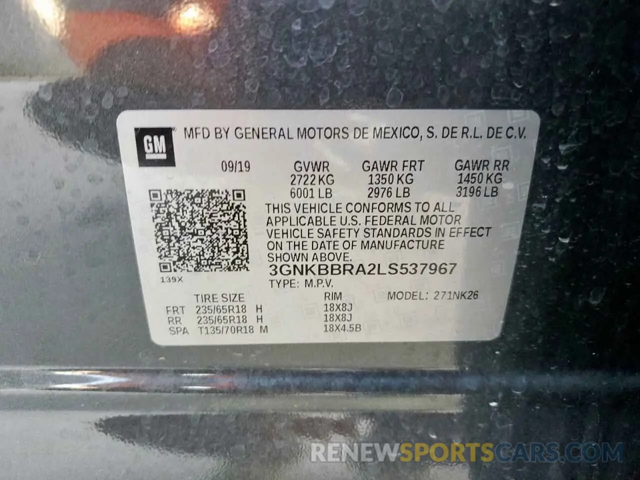 13 Photograph of a damaged car 3GNKBBRA2LS537967 CHEVROLET BLAZER 2020