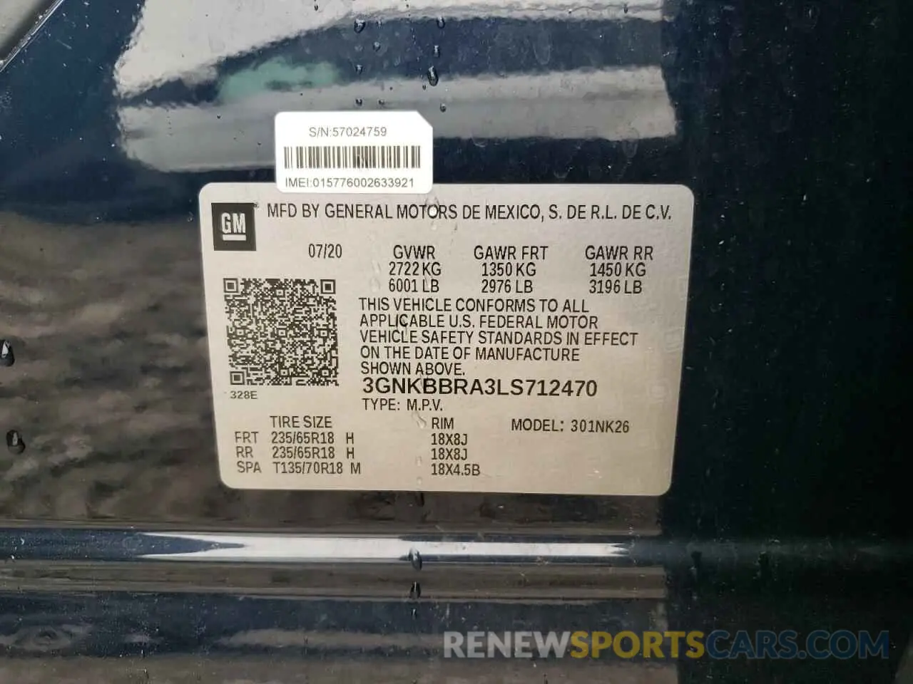 13 Photograph of a damaged car 3GNKBBRA3LS712470 CHEVROLET BLAZER 2020