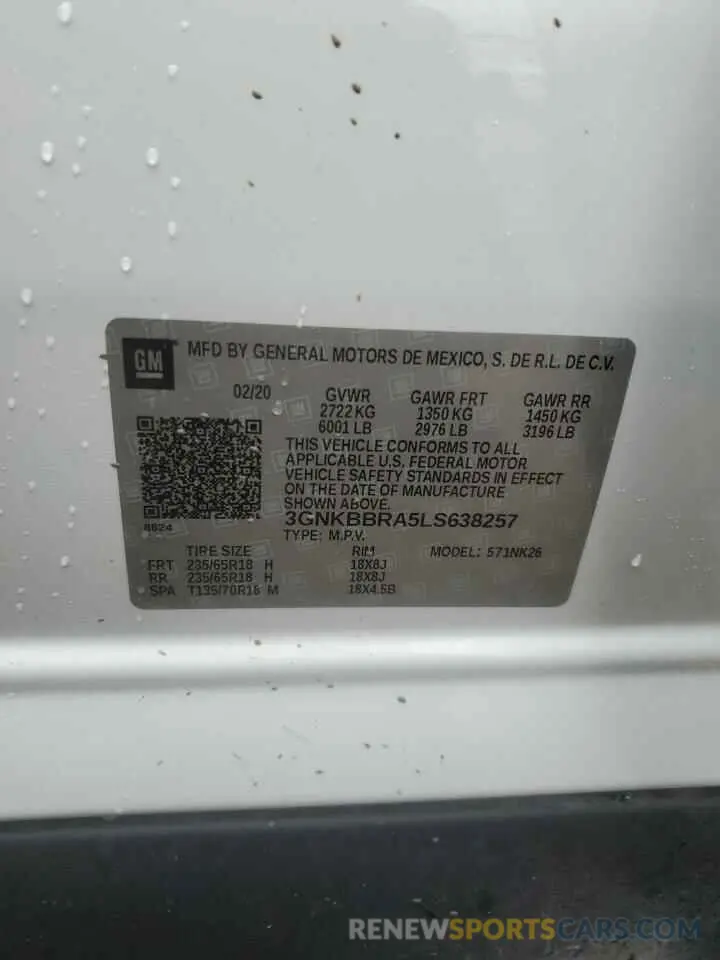 13 Photograph of a damaged car 3GNKBBRA5LS638257 CHEVROLET BLAZER 2020