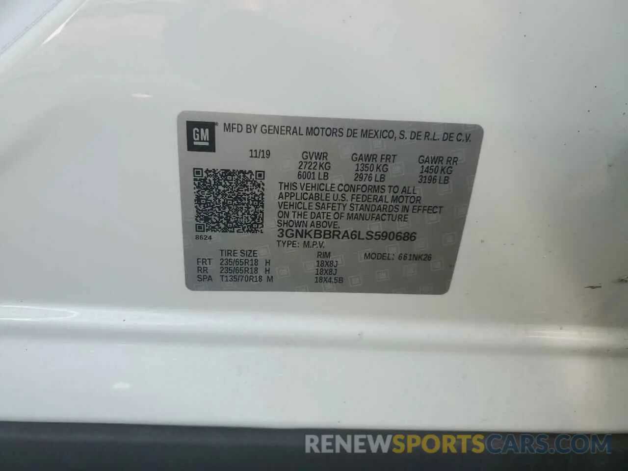 13 Photograph of a damaged car 3GNKBBRA6LS590686 CHEVROLET BLAZER 2020