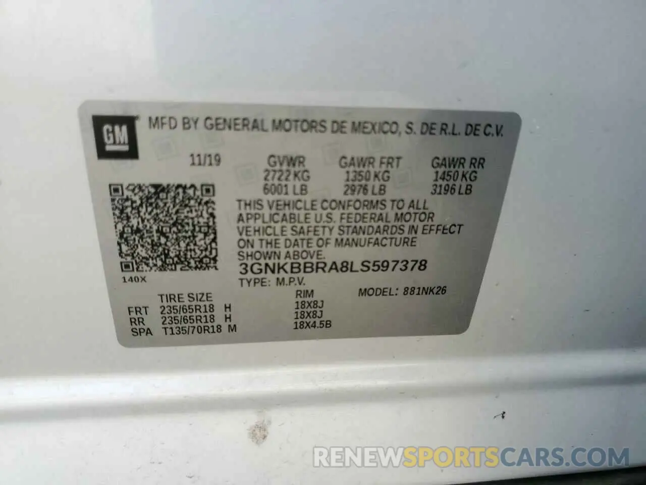13 Photograph of a damaged car 3GNKBBRA8LS597378 CHEVROLET BLAZER 2020