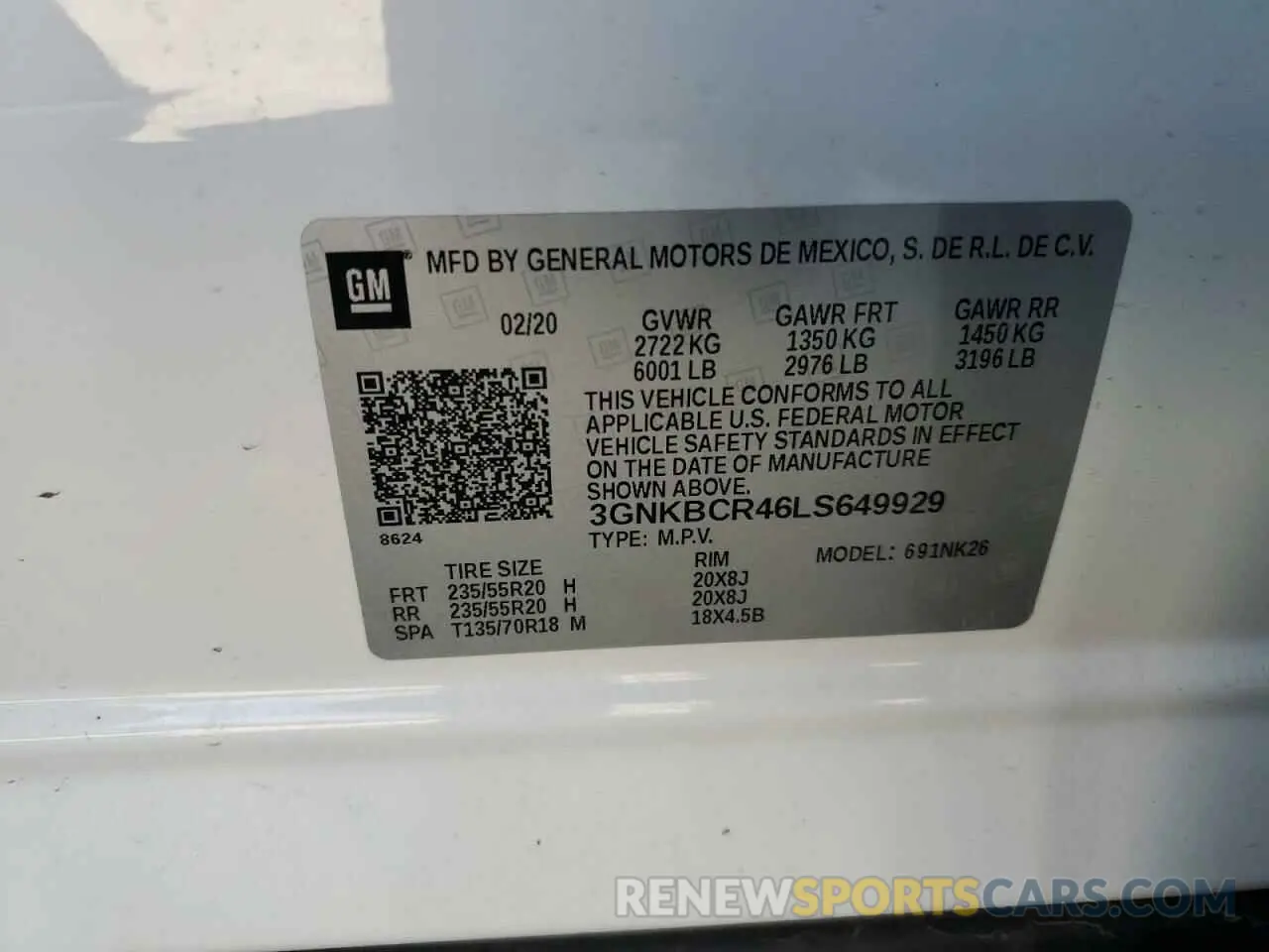 12 Photograph of a damaged car 3GNKBCR46LS649929 CHEVROLET BLAZER 2020