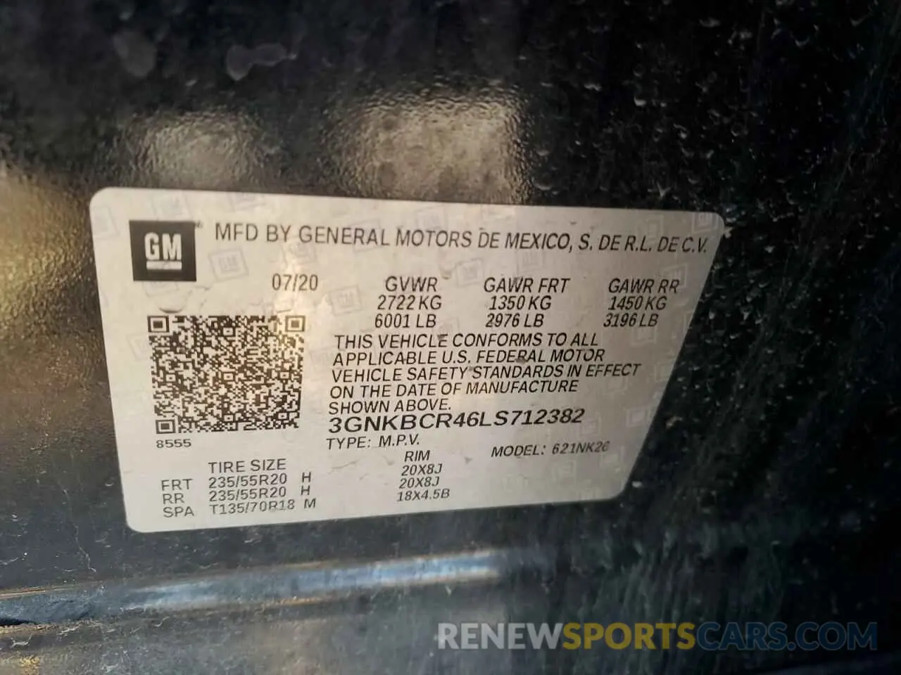 14 Photograph of a damaged car 3GNKBCR46LS712382 CHEVROLET BLAZER 2020