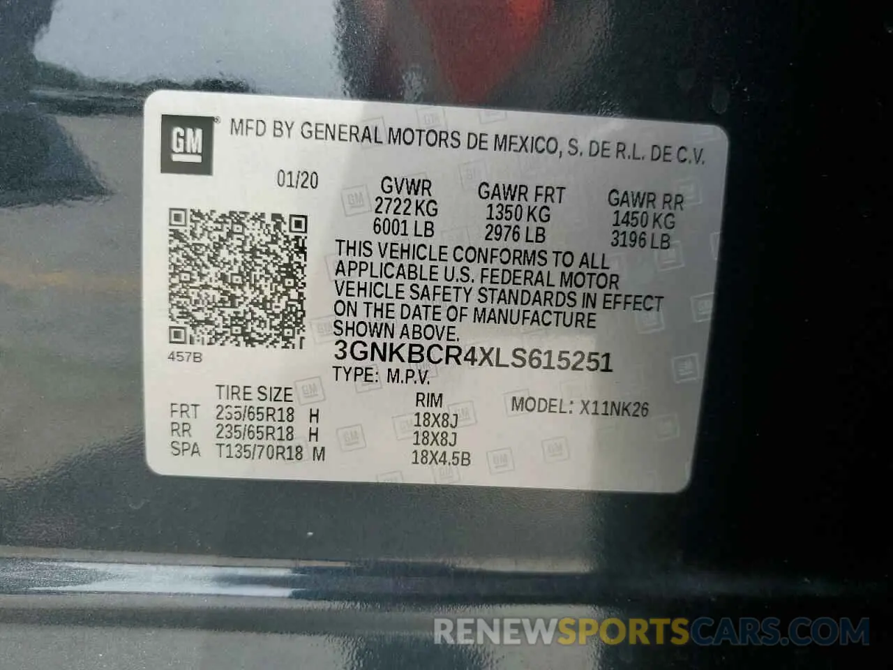 13 Photograph of a damaged car 3GNKBCR4XLS615251 CHEVROLET BLAZER 2020