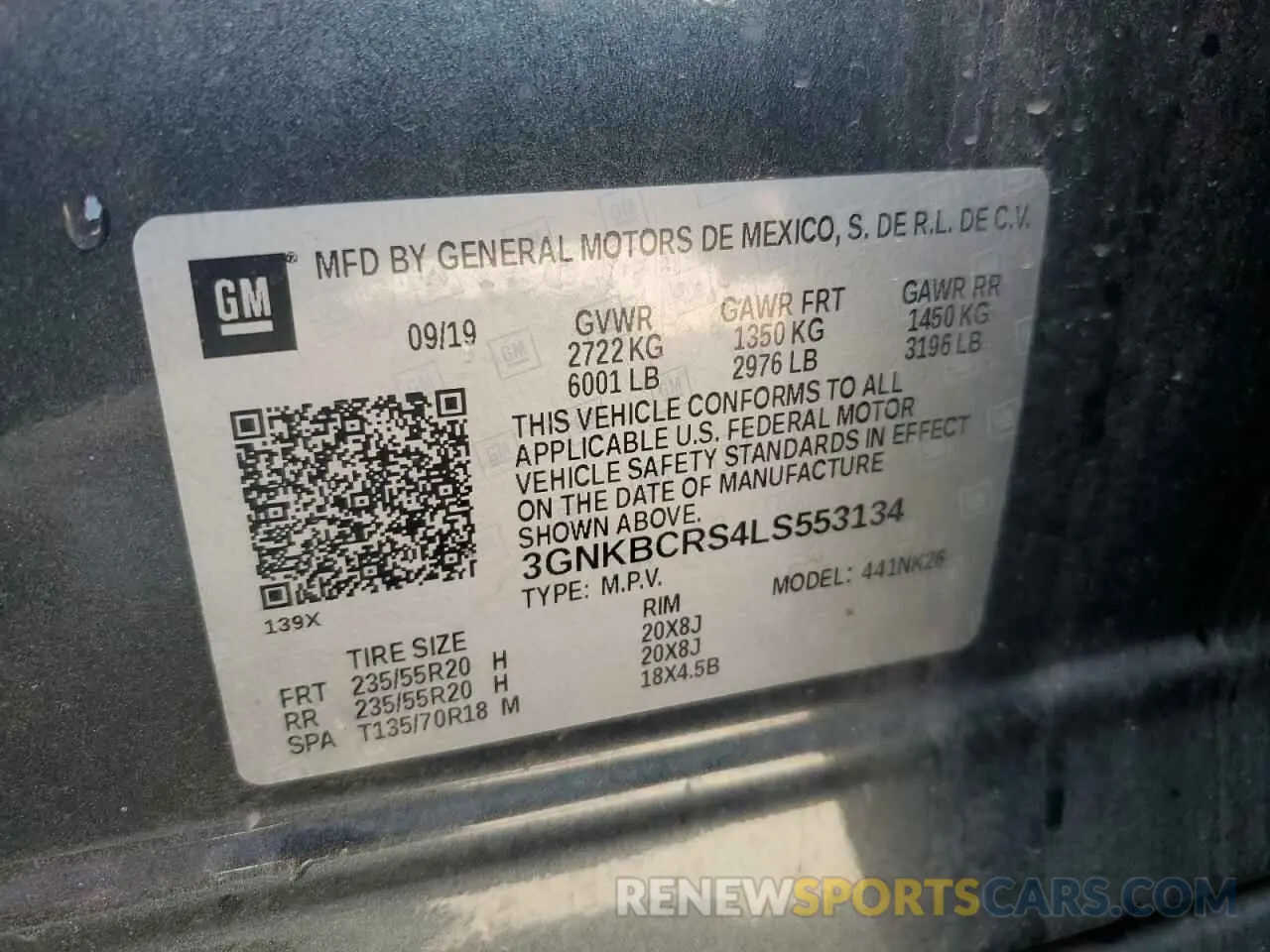 14 Photograph of a damaged car 3GNKBCRS4LS553134 CHEVROLET BLAZER 2020