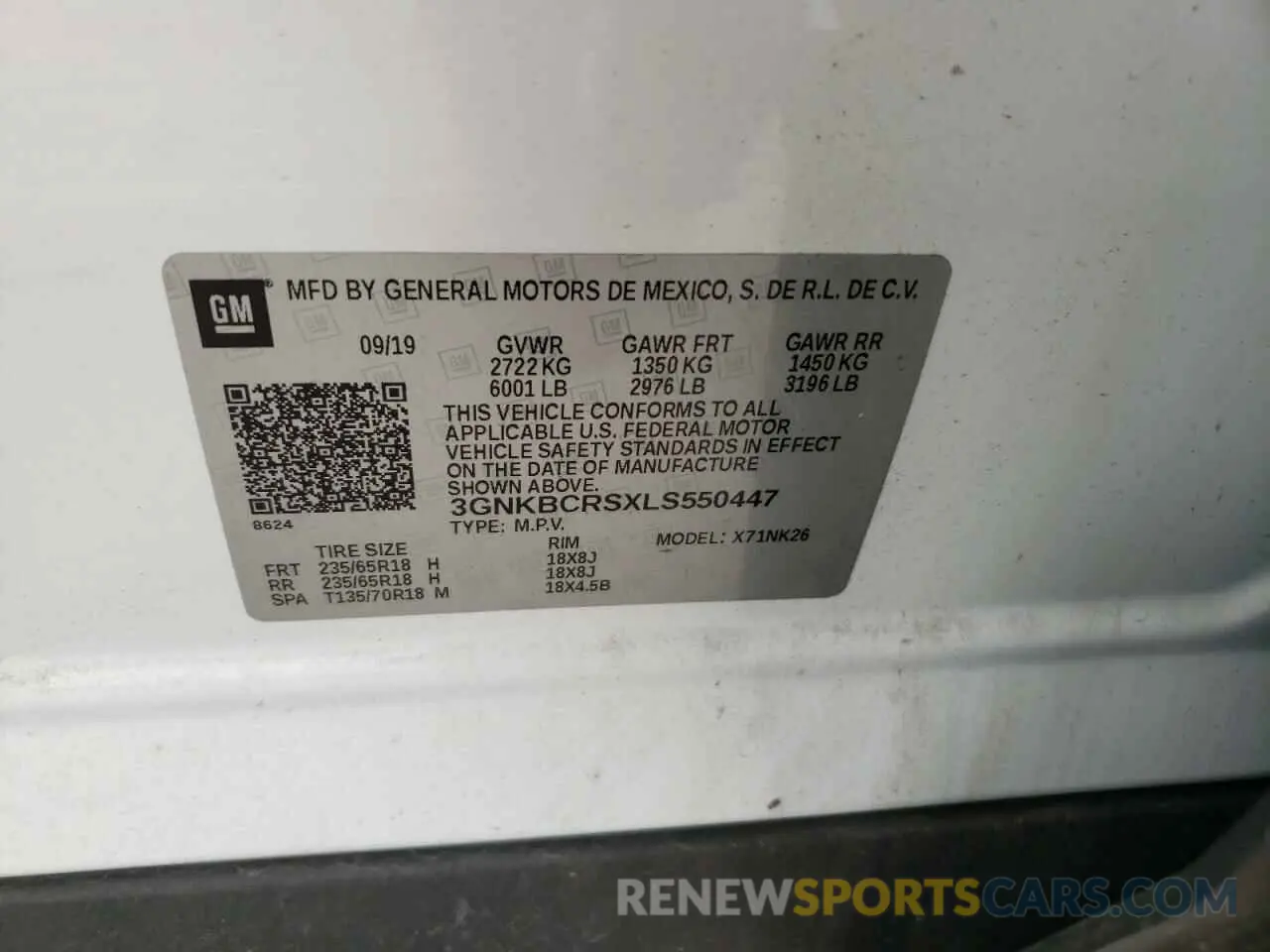 15 Photograph of a damaged car 3GNKBCRSXLS550447 CHEVROLET BLAZER 2020