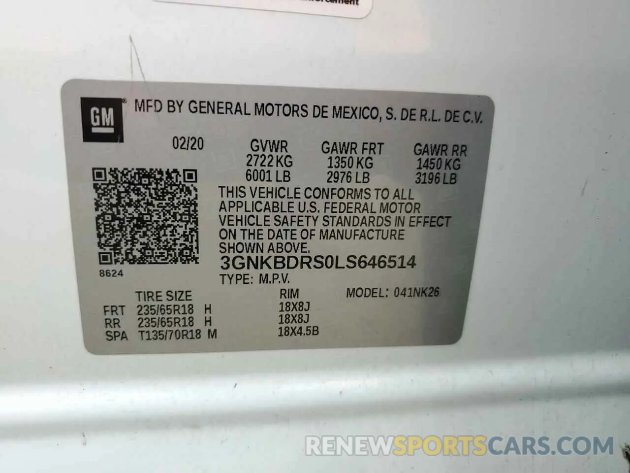14 Photograph of a damaged car 3GNKBDRS0LS646514 CHEVROLET BLAZER 2020