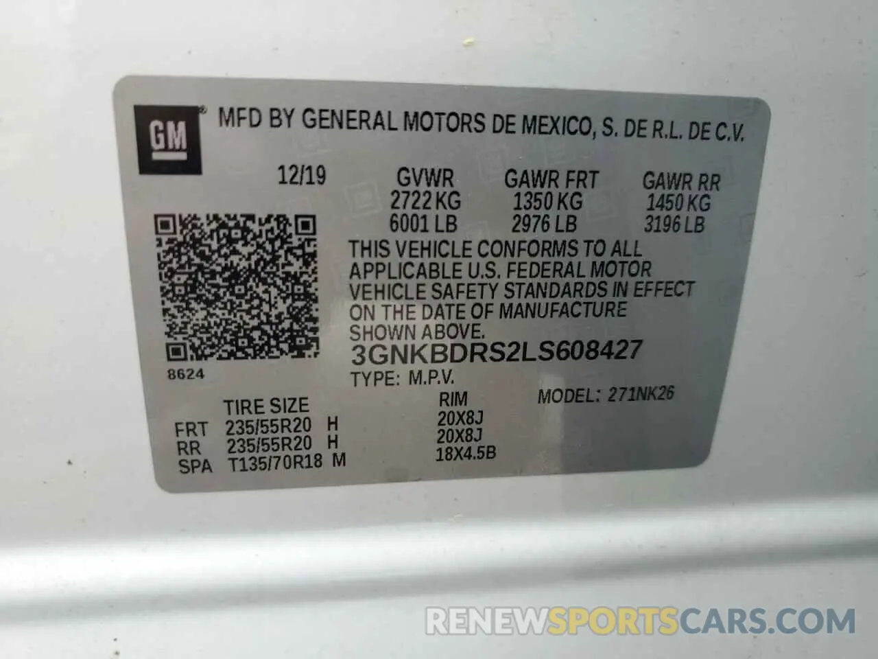13 Photograph of a damaged car 3GNKBDRS2LS608427 CHEVROLET BLAZER 2020