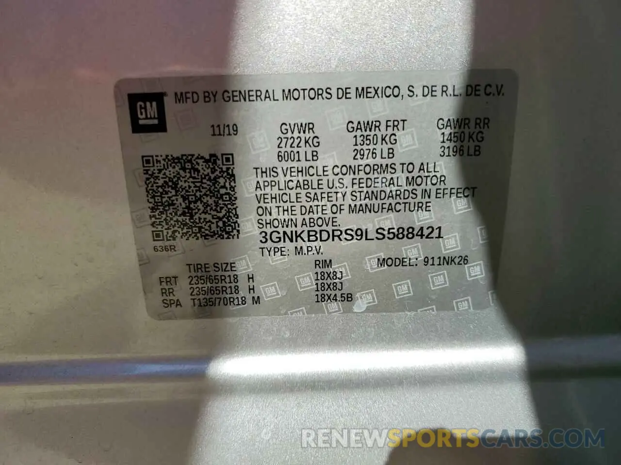 13 Photograph of a damaged car 3GNKBDRS9LS588421 CHEVROLET BLAZER 2020