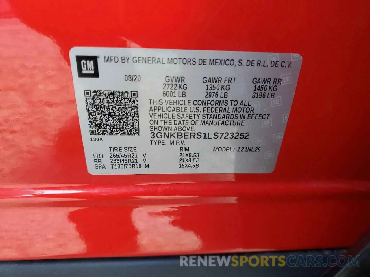 15 Photograph of a damaged car 3GNKBERS1LS723252 CHEVROLET BLAZER 2020
