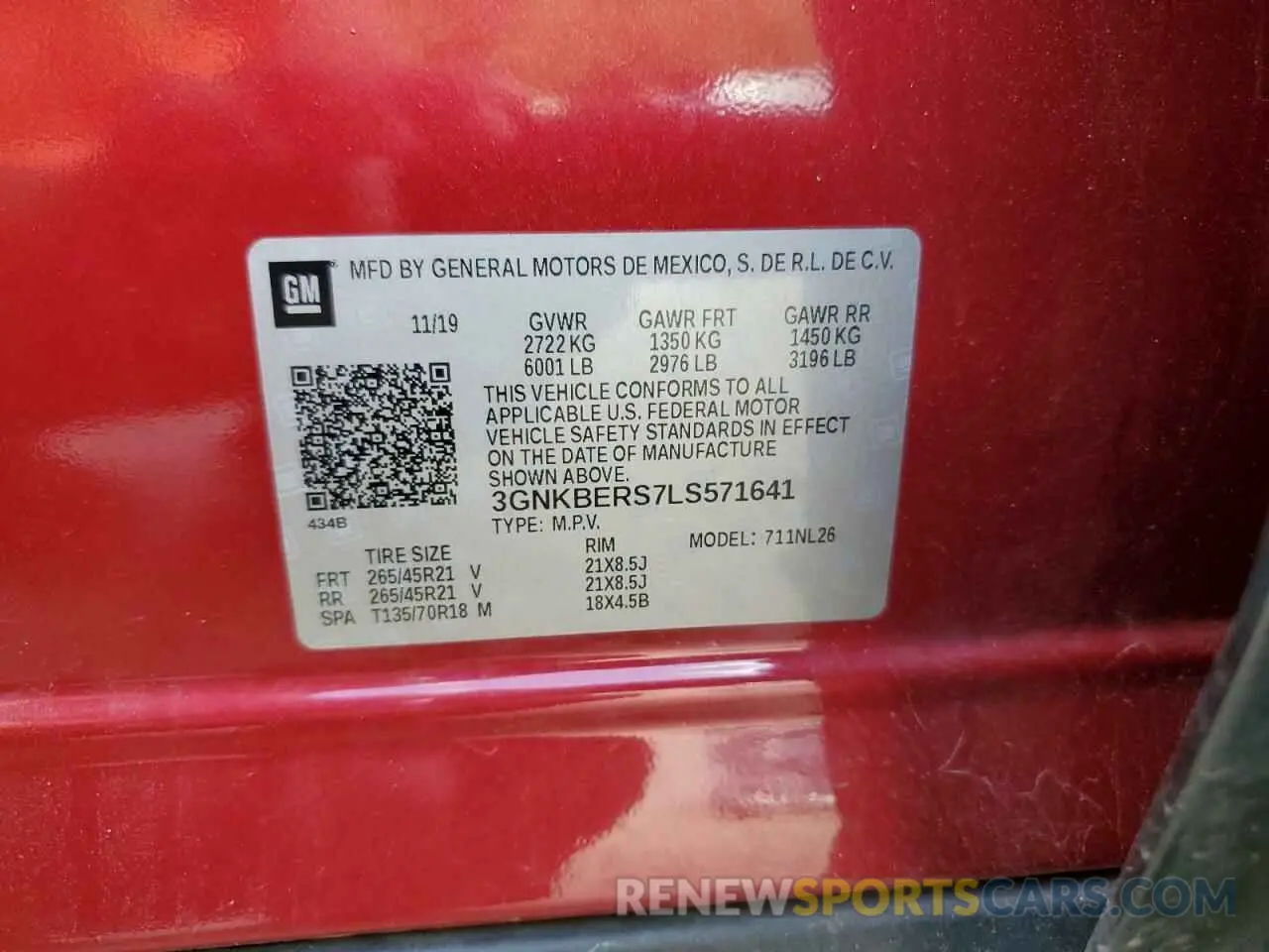 13 Photograph of a damaged car 3GNKBERS7LS571641 CHEVROLET BLAZER 2020