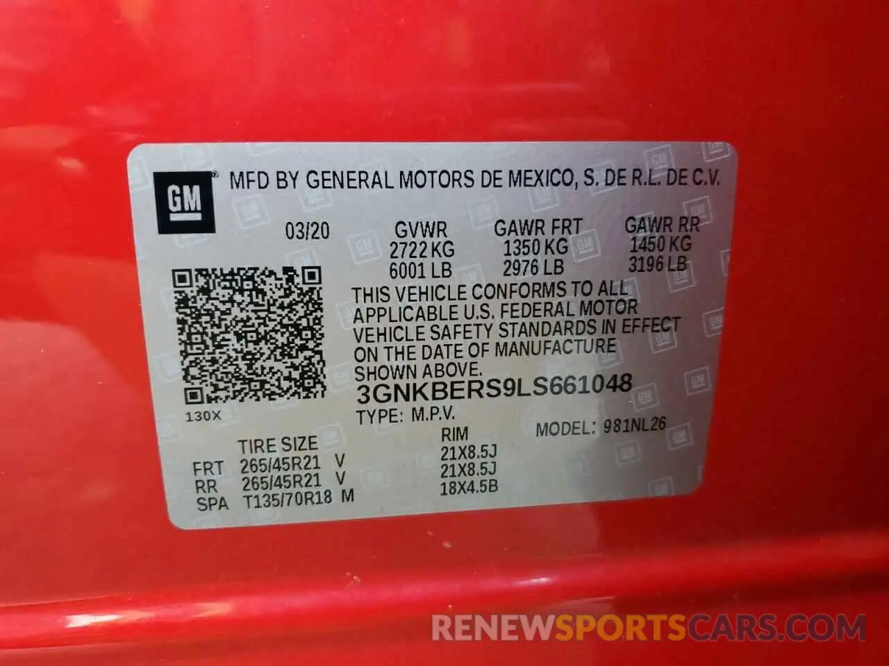 13 Photograph of a damaged car 3GNKBERS9LS661048 CHEVROLET BLAZER 2020