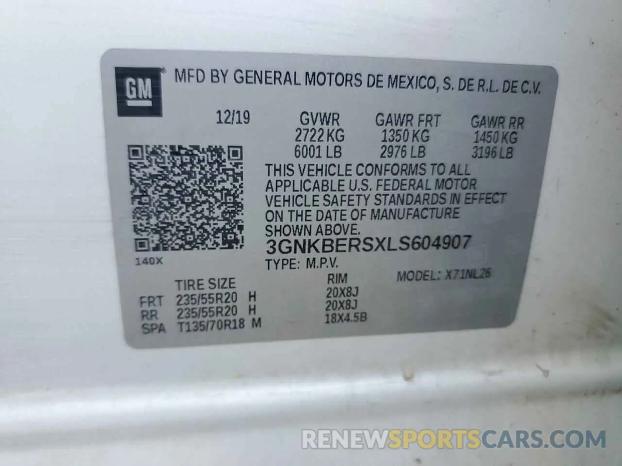 15 Photograph of a damaged car 3GNKBERSXLS604907 CHEVROLET BLAZER 2020