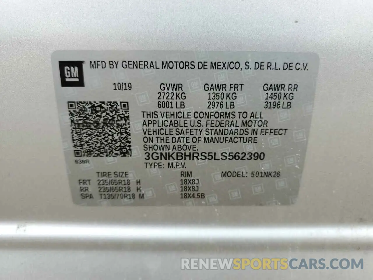 13 Photograph of a damaged car 3GNKBHRS5LS562390 CHEVROLET BLAZER 2020