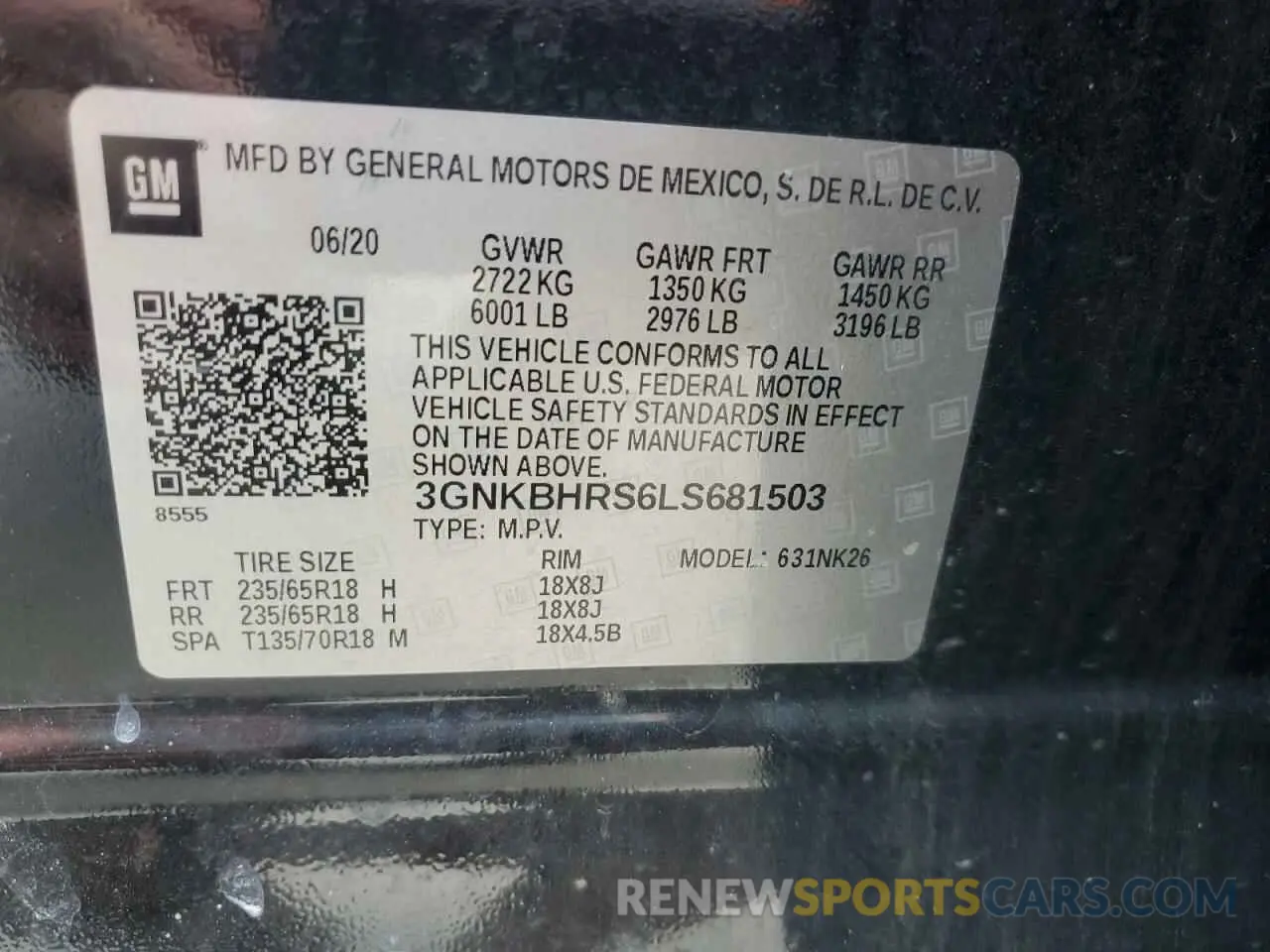 13 Photograph of a damaged car 3GNKBHRS6LS681503 CHEVROLET BLAZER 2020