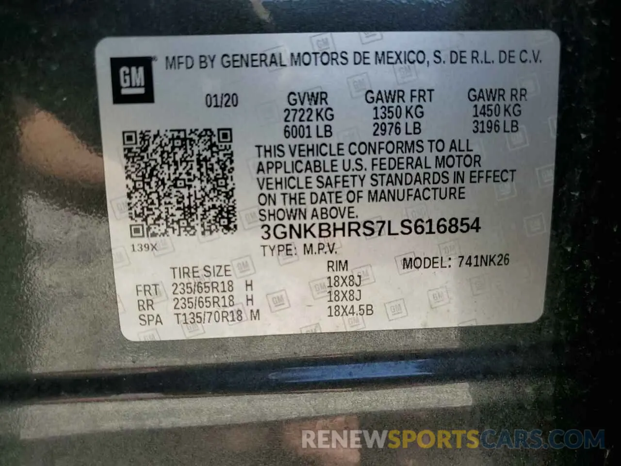 14 Photograph of a damaged car 3GNKBHRS7LS616854 CHEVROLET BLAZER 2020