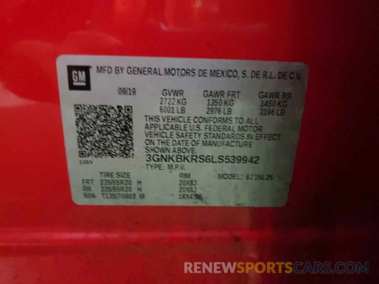 13 Photograph of a damaged car 3GNKBKRS6LS539942 CHEVROLET BLAZER 2020