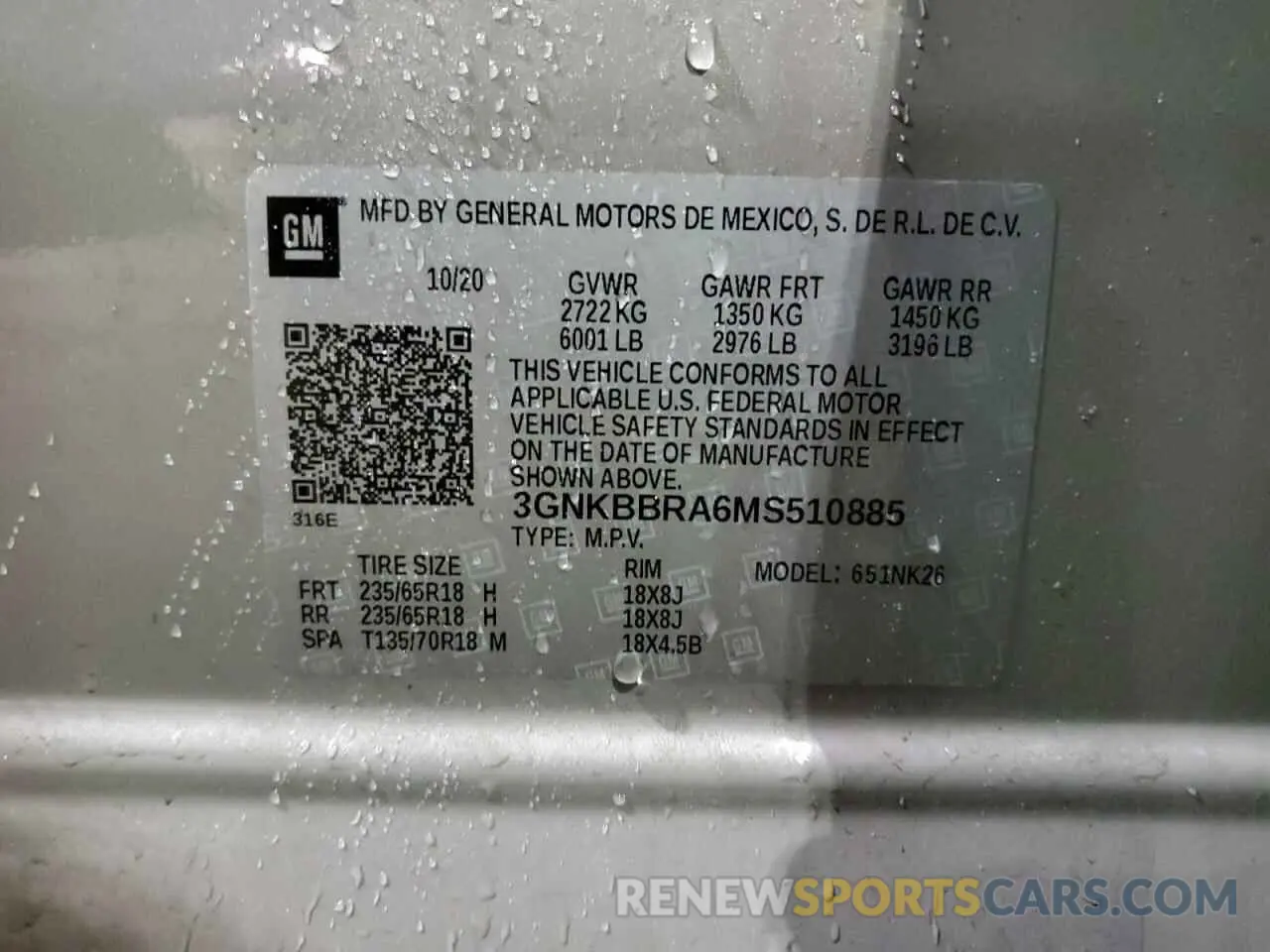 16 Photograph of a damaged car 3GNKBBRA6MS510885 CHEVROLET BLAZER 2021