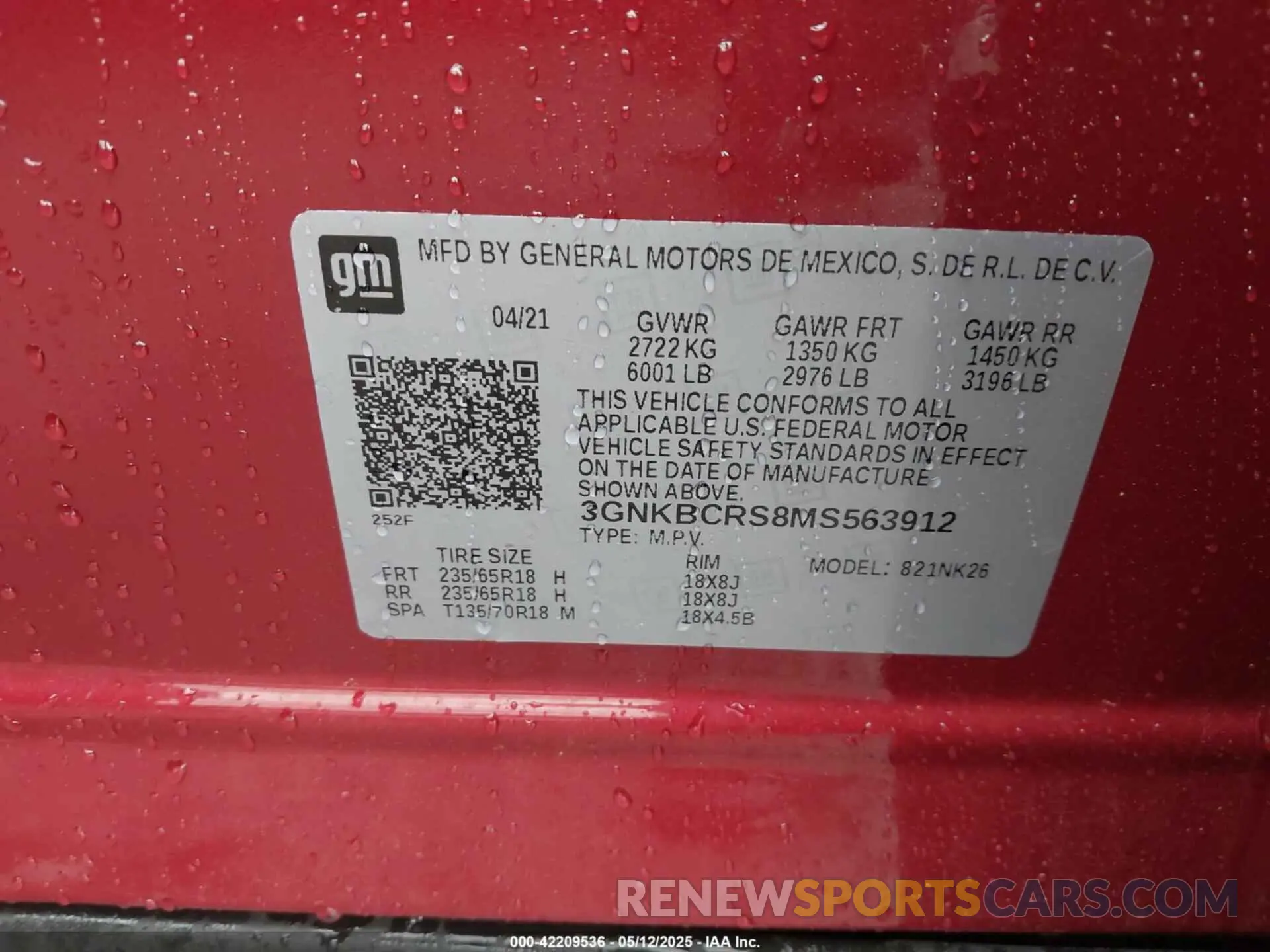 9 Photograph of a damaged car 3GNKBCRS8MS563912 CHEVROLET BLAZER 2021