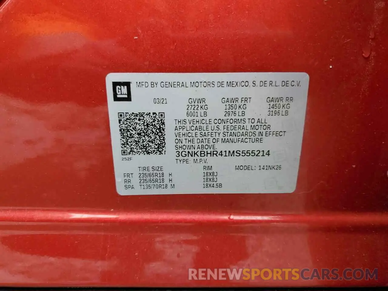 15 Photograph of a damaged car 3GNKBHR41MS555214 CHEVROLET BLAZER 2021