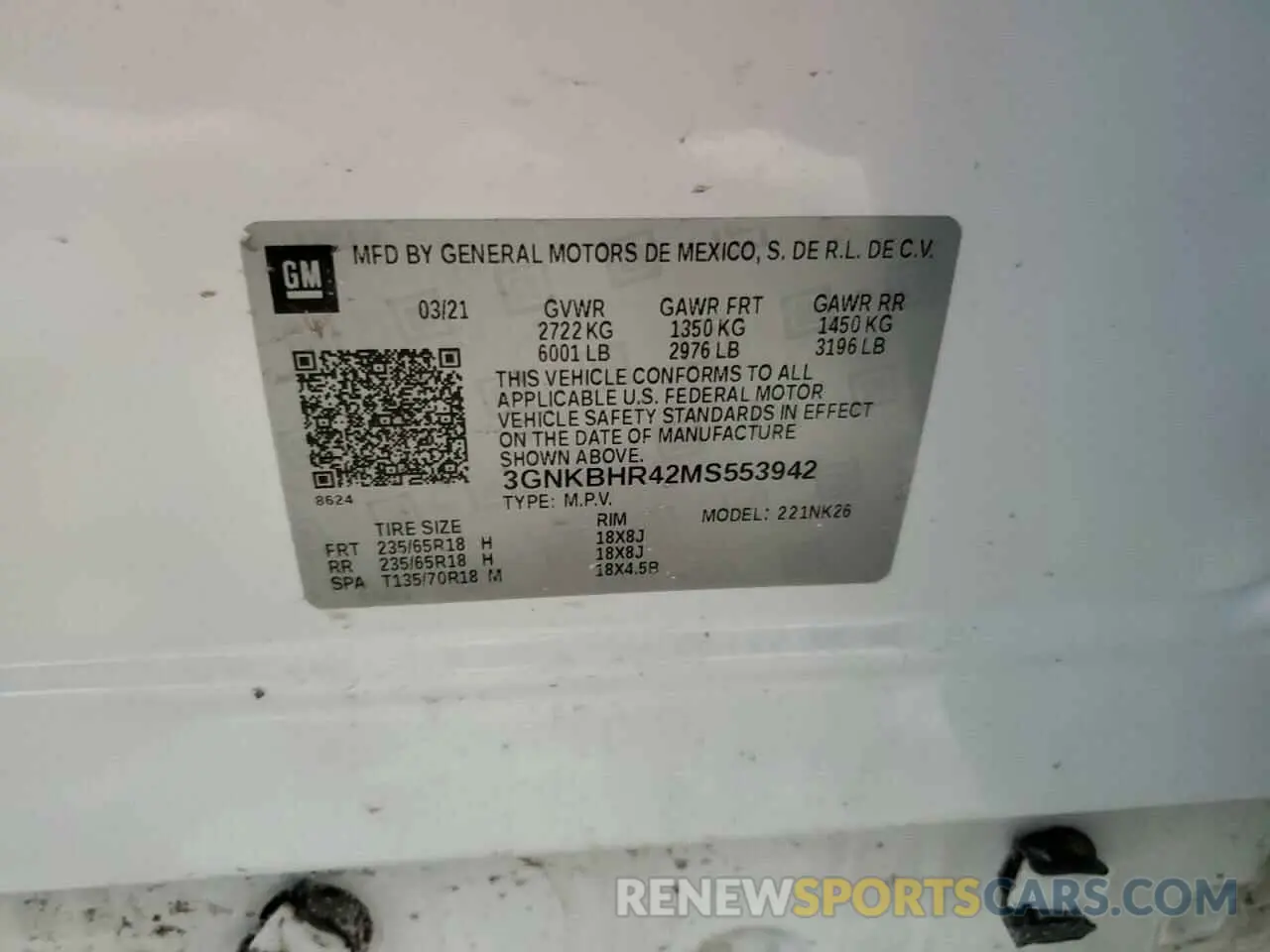 14 Photograph of a damaged car 3GNKBHR42MS553942 CHEVROLET BLAZER 2021
