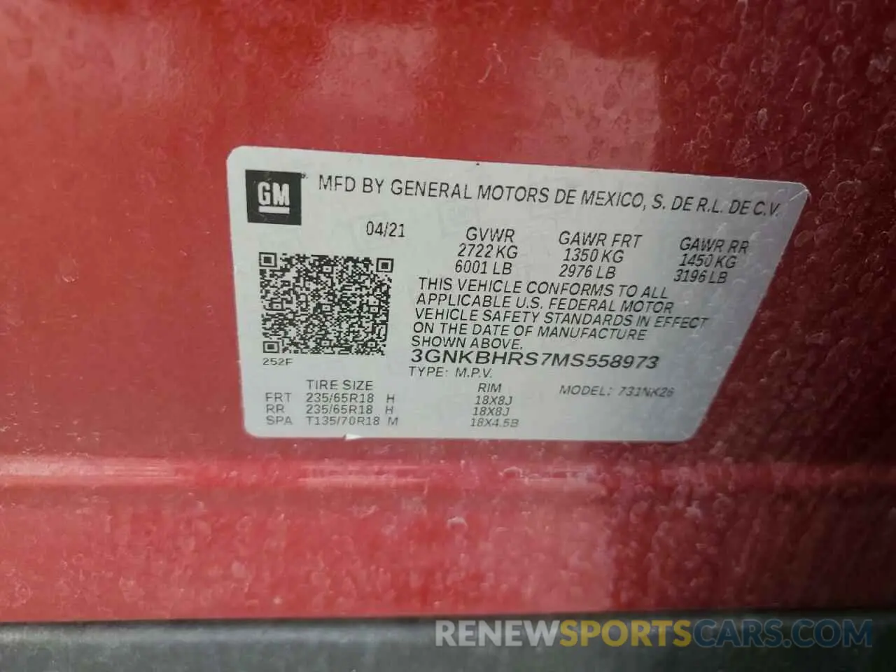 14 Photograph of a damaged car 3GNKBHRS7MS558973 CHEVROLET BLAZER 2021