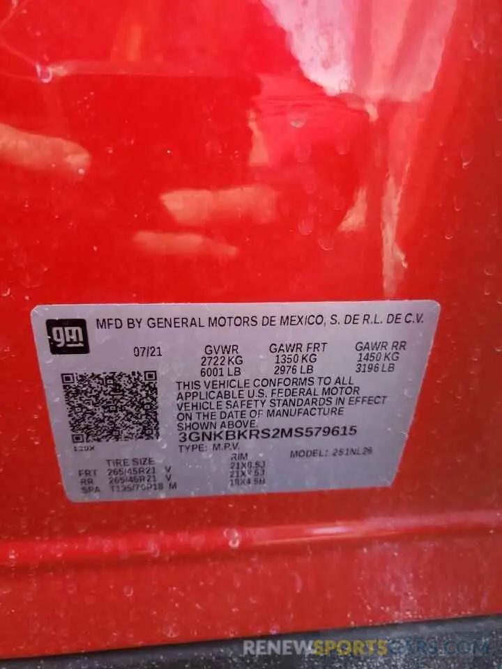 13 Photograph of a damaged car 3GNKBKRS2MS579615 CHEVROLET BLAZER 2021