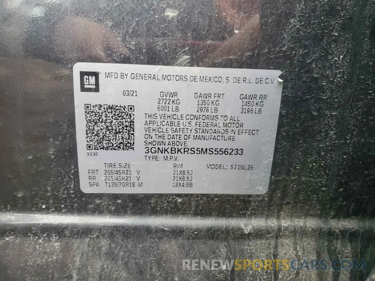 13 Photograph of a damaged car 3GNKBKRS5MS556233 CHEVROLET BLAZER 2021