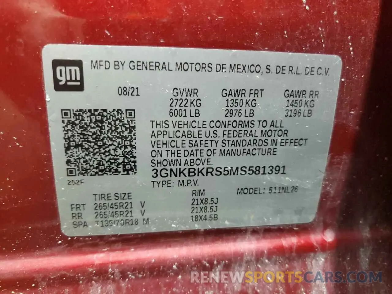 13 Photograph of a damaged car 3GNKBKRS5MS581391 CHEVROLET BLAZER 2021
