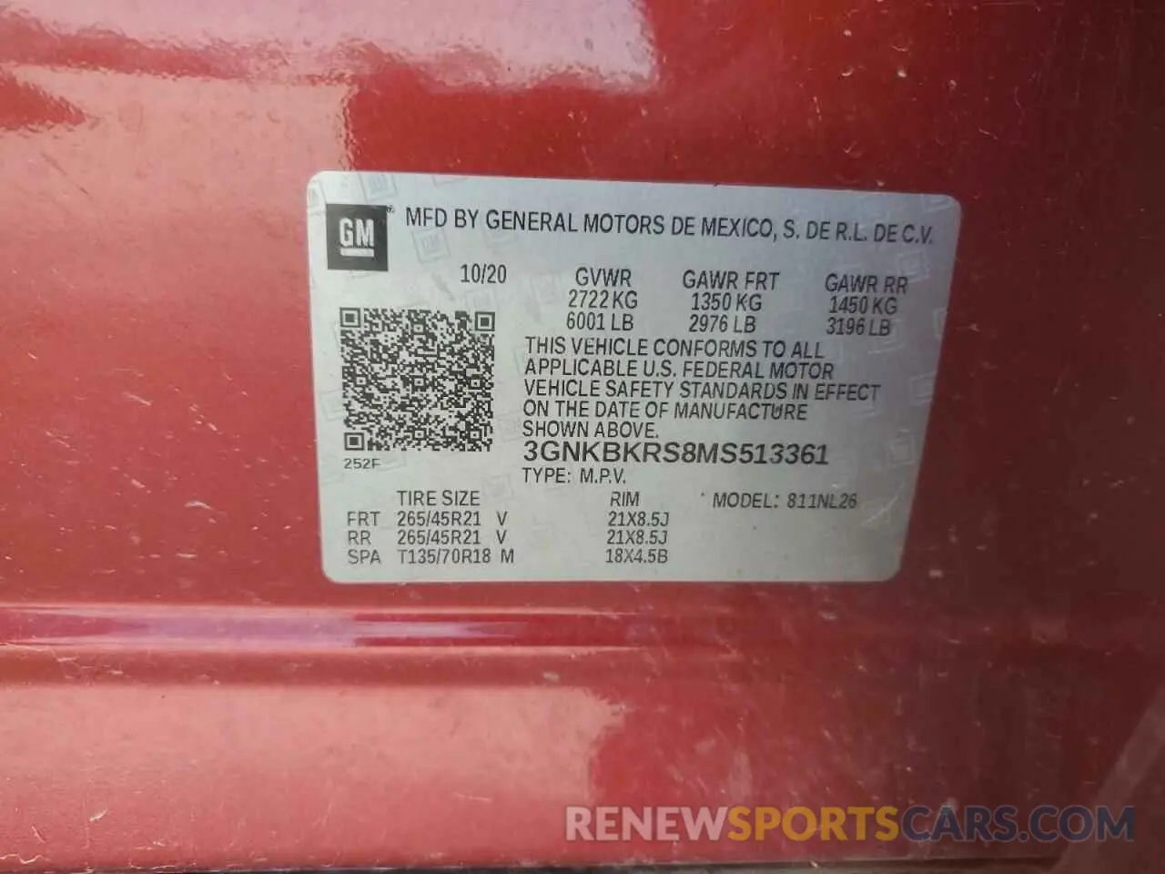 12 Photograph of a damaged car 3GNKBKRS8MS513361 CHEVROLET BLAZER 2021