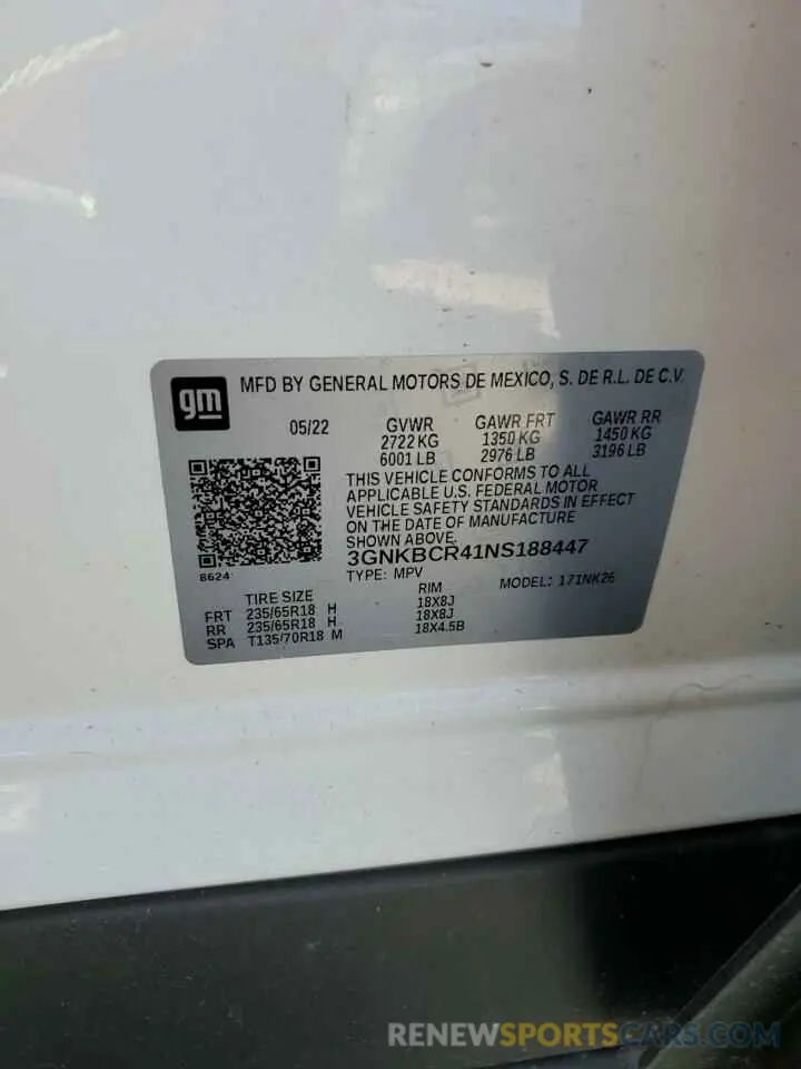 16 Photograph of a damaged car 3GNKBCR41NS188447 CHEVROLET BLAZER 2022