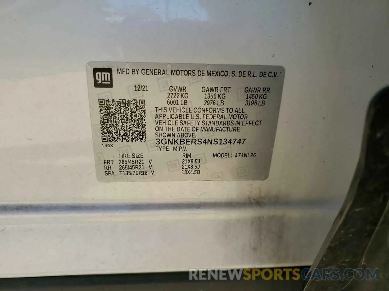 12 Photograph of a damaged car 3GNKBERS4NS134747 CHEVROLET BLAZER 2022