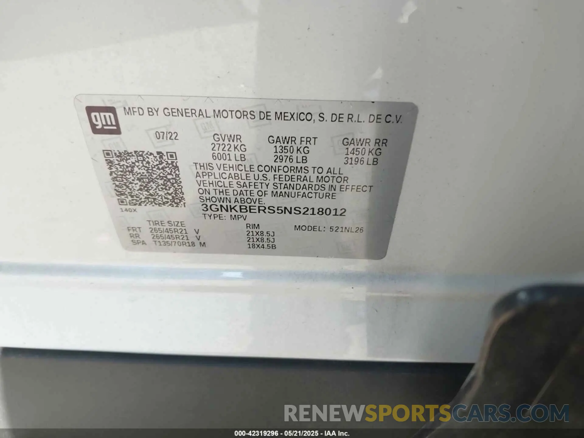 9 Photograph of a damaged car 3GNKBERS5NS218012 CHEVROLET BLAZER 2022