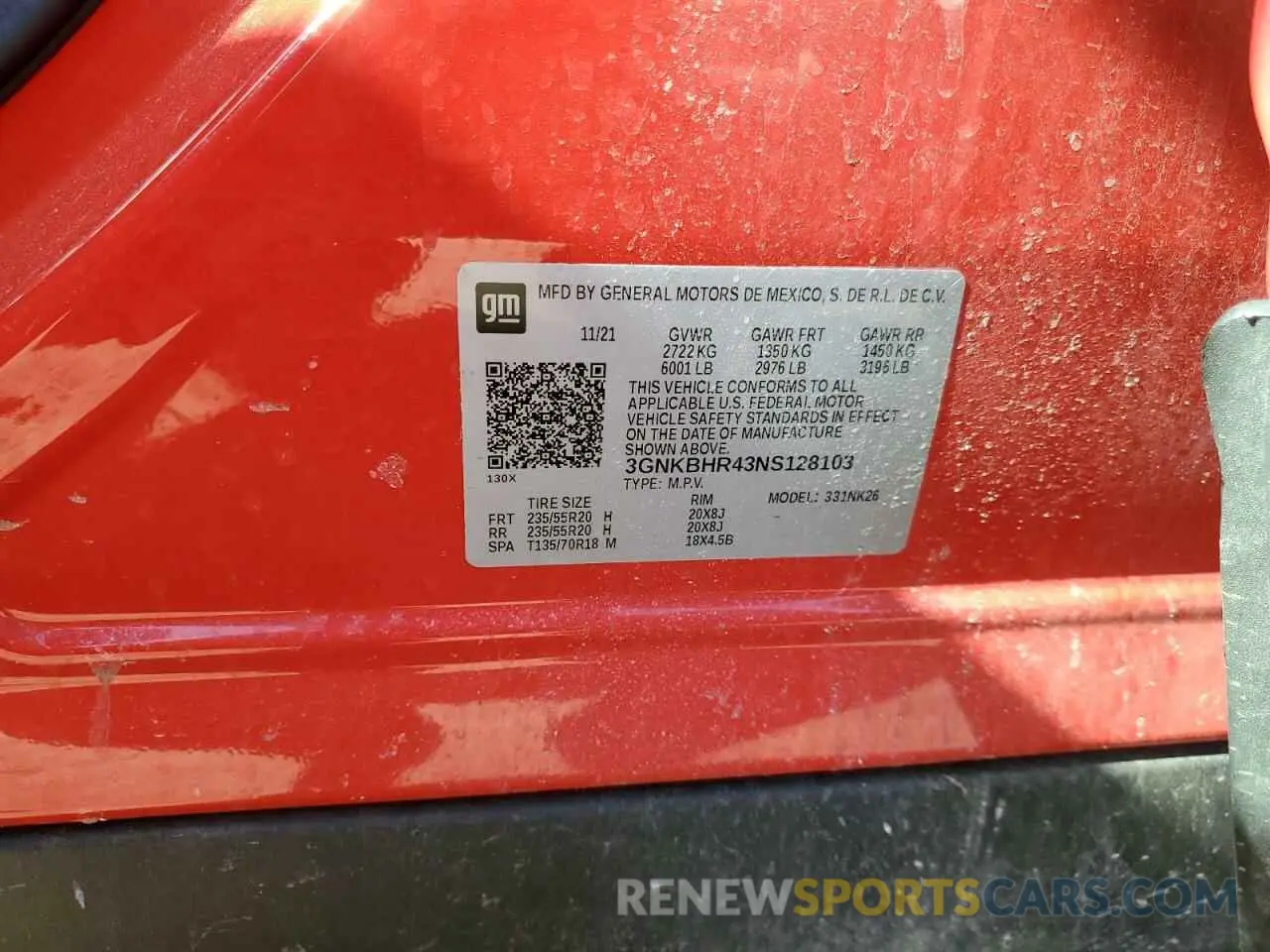 15 Photograph of a damaged car 3GNKBHR43NS128103 CHEVROLET BLAZER 2022