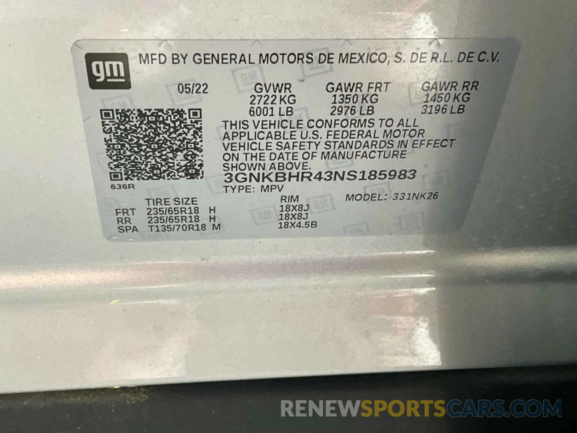 6 Photograph of a damaged car 3GNKBHR43NS185983 CHEVROLET BLAZER 2022