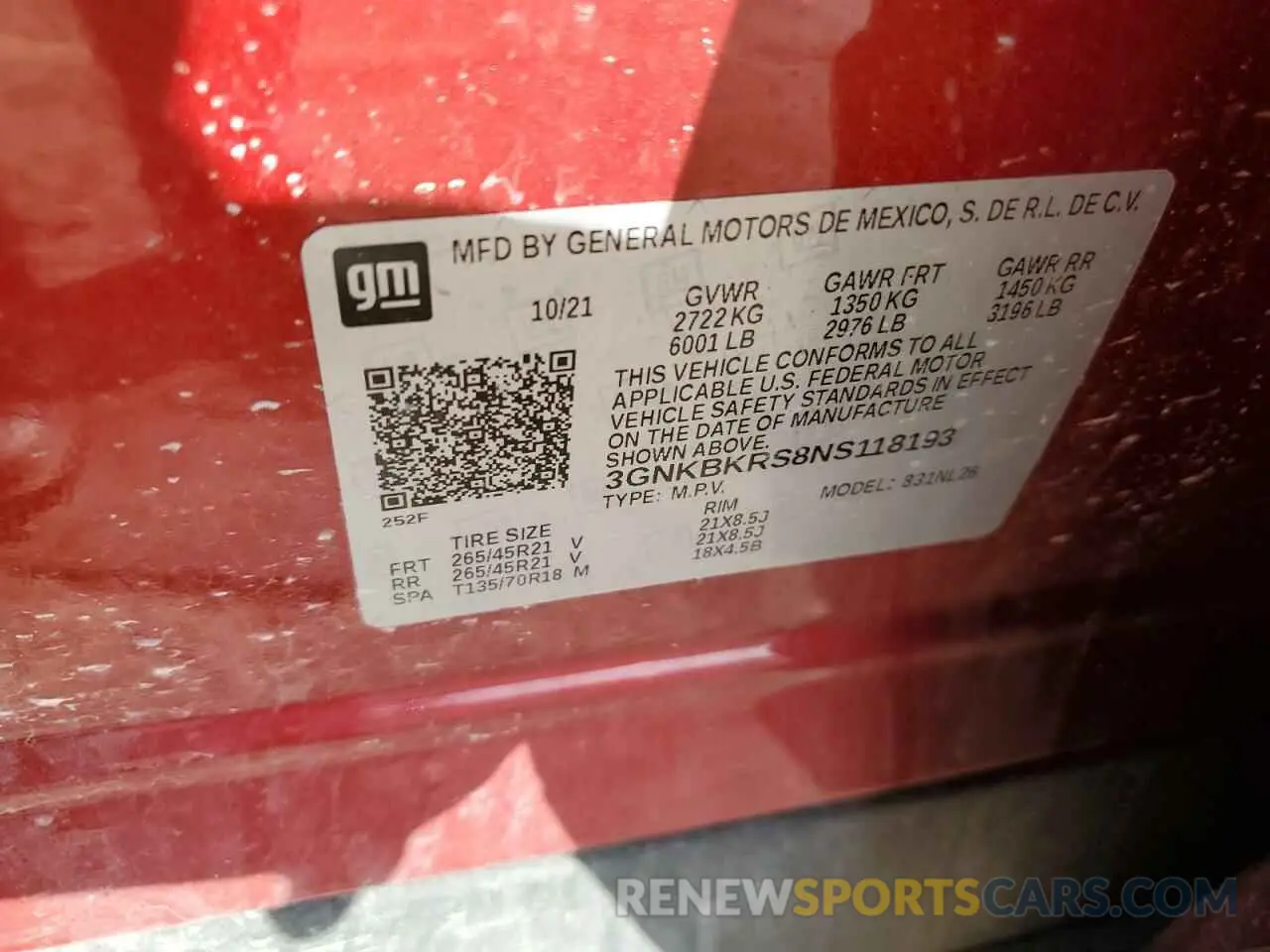 12 Photograph of a damaged car 3GNKBKRS8NS118193 CHEVROLET BLAZER 2022