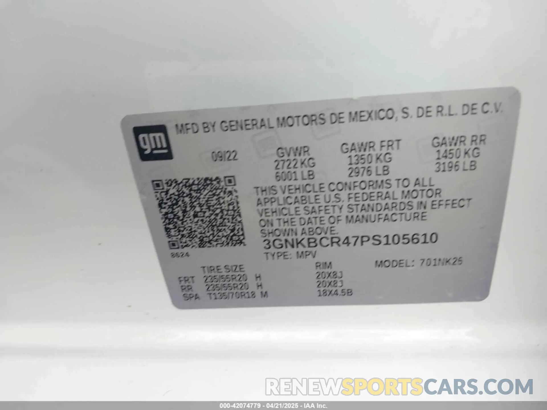 9 Photograph of a damaged car 3GNKBCR47PS105610 CHEVROLET BLAZER 2023