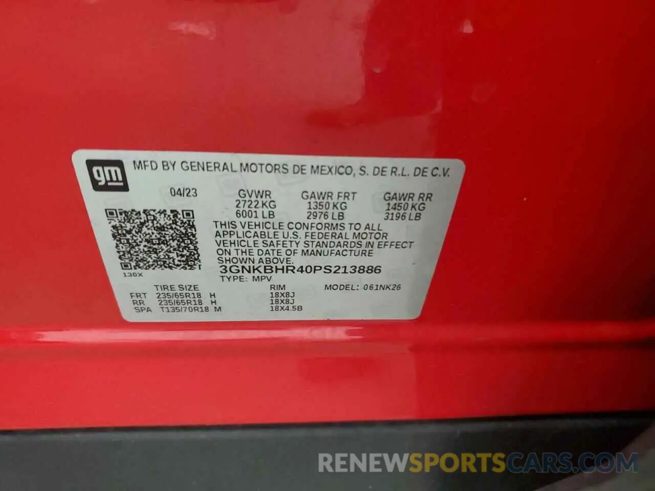 14 Photograph of a damaged car 3GNKBHR40PS213886 CHEVROLET BLAZER 2023