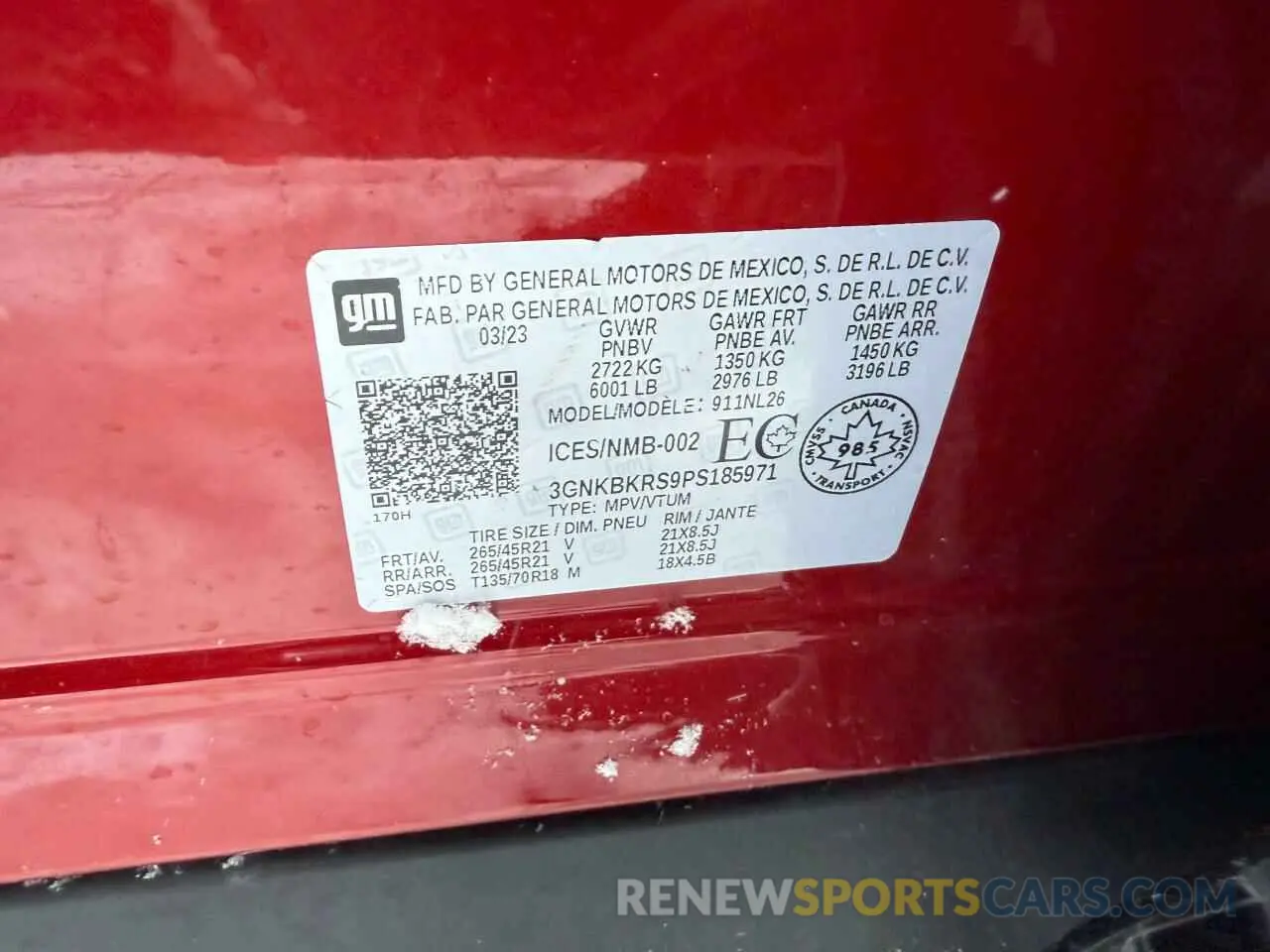 13 Photograph of a damaged car 3GNKBKRS9PS185971 CHEVROLET BLAZER 2023