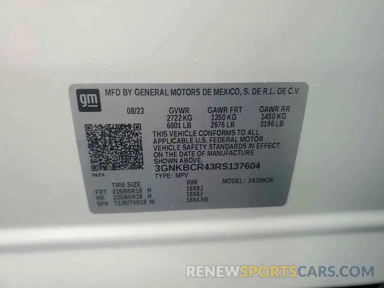15 Photograph of a damaged car 3GNKBCR43RS137604 CHEVROLET BLAZER 2024