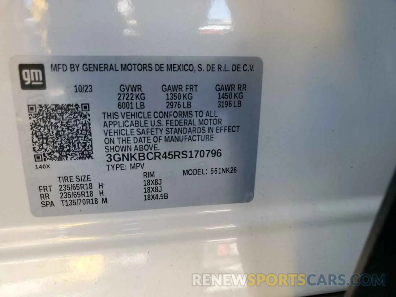 13 Photograph of a damaged car 3GNKBCR45RS170796 CHEVROLET BLAZER 2024
