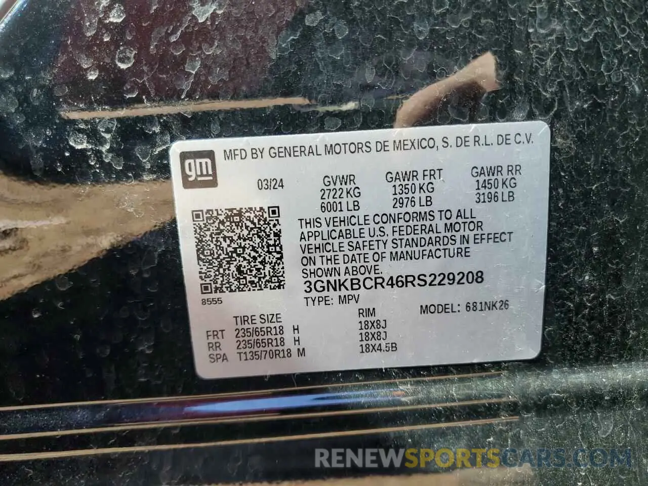 13 Photograph of a damaged car 3GNKBCR46RS229208 CHEVROLET BLAZER 2024
