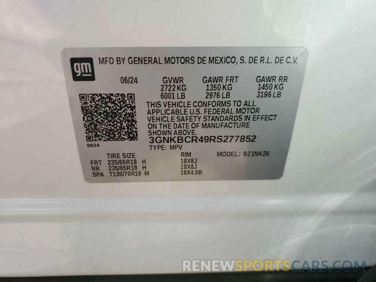 14 Photograph of a damaged car 3GNKBCR49RS277852 CHEVROLET BLAZER 2024