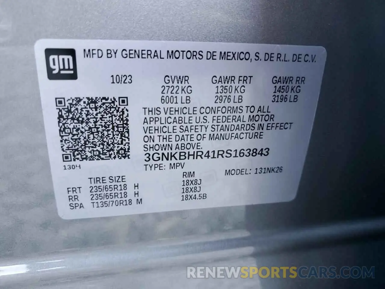 13 Photograph of a damaged car 3GNKBHR41RS163843 CHEVROLET BLAZER 2024