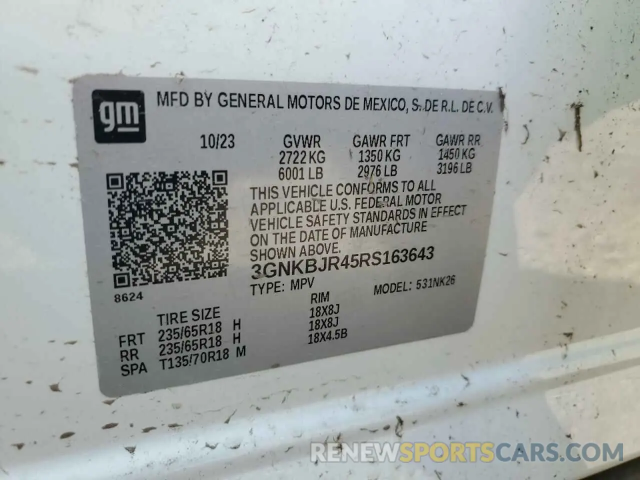 14 Photograph of a damaged car 3GNKBJR45RS163643 CHEVROLET BLAZER 2024